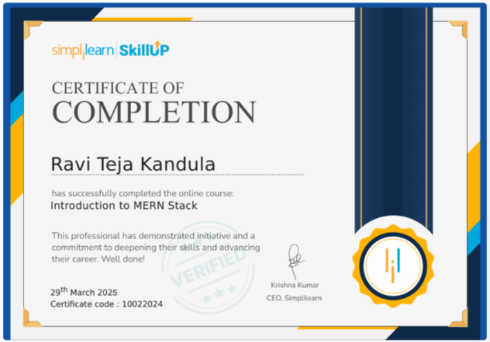 MERN Stack Certificate